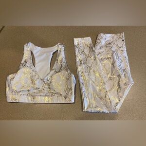 Fabletics Gold and White Two-piece Snake Print activewear